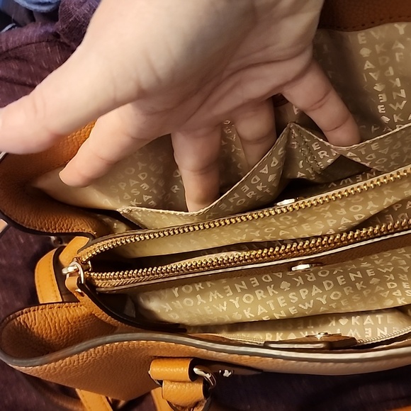 Kate Spade Larchmont Avenue Evangelie Satchel In Warm Cognac Pebbled Leather - Picture 11 of 13